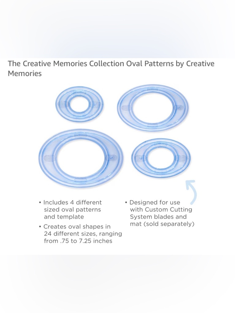 CREATIVE MEMORIES 4 Oval Cutting System Patterns & Sizing Template.